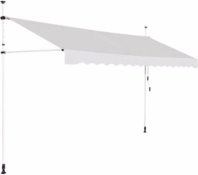 Kelvenix 4M Telescopic Retractable Clamp Awning in Beige with Aluminium Frame and Oxford Fabric – 1