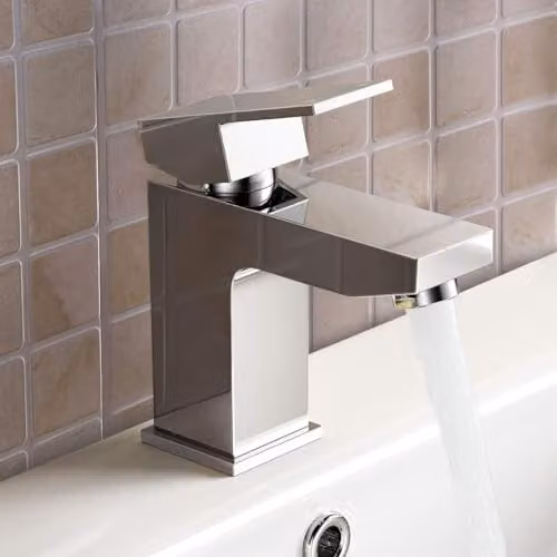 Nes Home Bathroom Basin Mixer Tap with Pop-Up Waste in Chrome Metallic Silver – 1