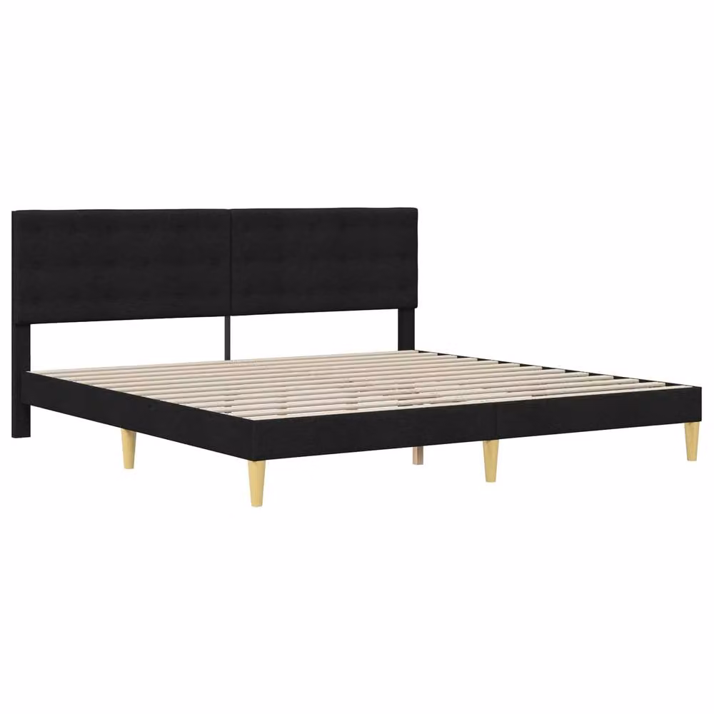 Berkfield Home Modern Upholstered Bed Frame with Headboard in Black Fabric, W/D/H: 180 x 200 x 96 cm – 2