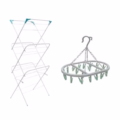 JVL 3 Tier Airer with Oval Sock Dryer in White