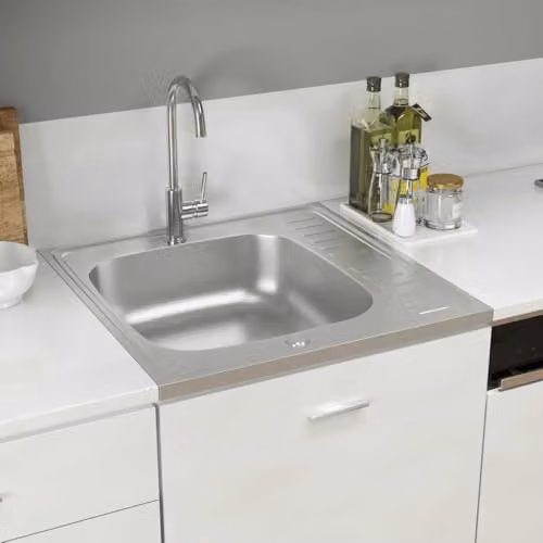 vidaXL Reversible Stainless Steel Kitchen Sink with Drainer Set in Silver, W/D/H: 60 x 60 x 15.5 cm – 2