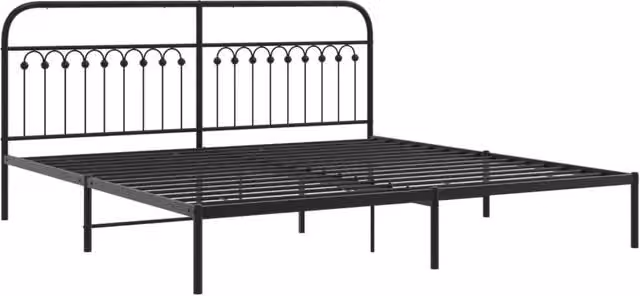 Berkfield Home Metal Bed Frame with Headboard, Black, W/D/H: 198 x 100 x 207 cm – 1