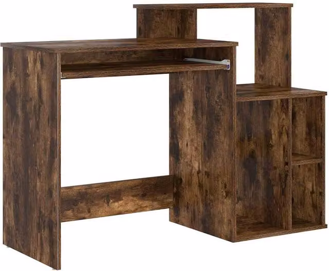 Berkfield Home Modern Writing Desk with Storage in Smoked Oak Brown, W/D/H: 120.5 x 44 x 88.5 cm – 1