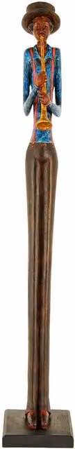 Hill Interiors Standing Jazz Band Trumpeter Figurine in Brown and Multicolour – 1