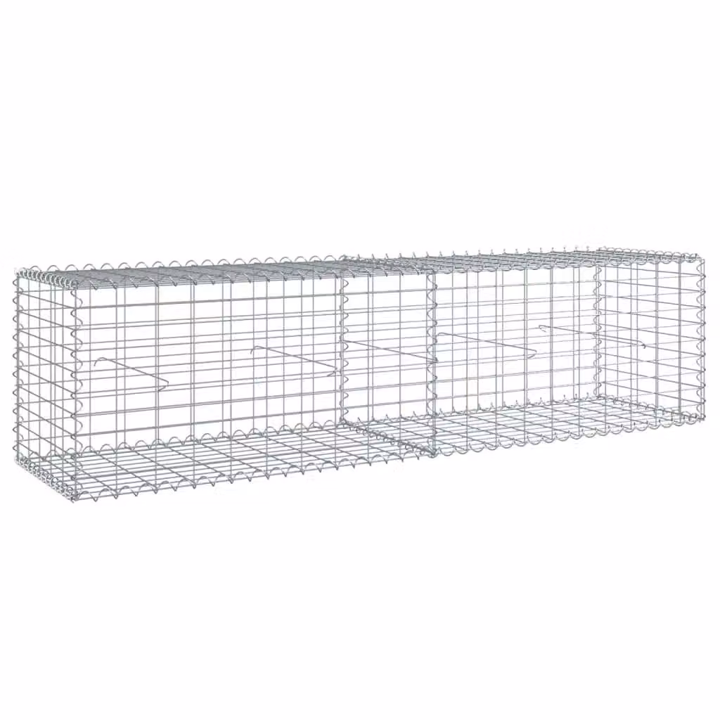 Berkfield Home Silver Galvanised Steel Gabion Basket with Cover W/D/H: 200 x 50 x 50 cm – 2