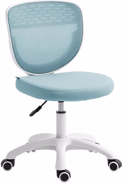 Rolipo Armless Mesh Swivel Office Chair with Adjustable Height in Light Blue