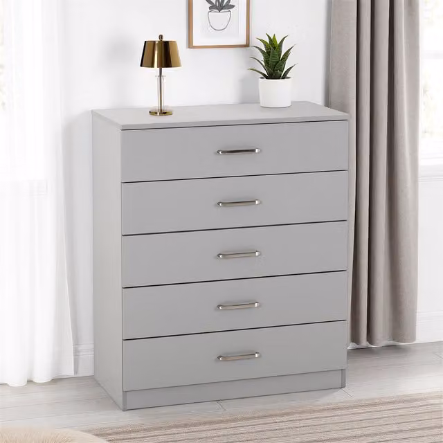 Seconique Dakota 5 Drawer Chest in Light Grey