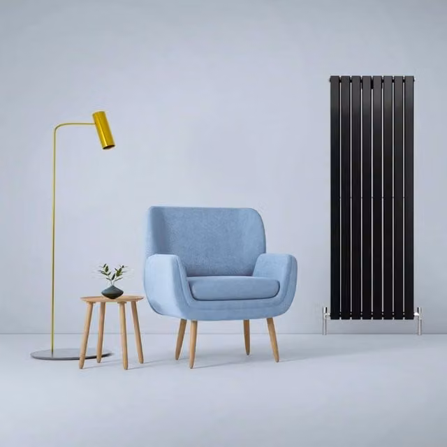 Monstershop Designer Flat Panel Steel Radiator in Matt Black, W: 160 cm, H: 56 cm – 1
