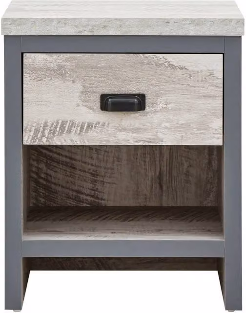 FORGEVIO Industrial Grey Lamp Table with 1 Drawer