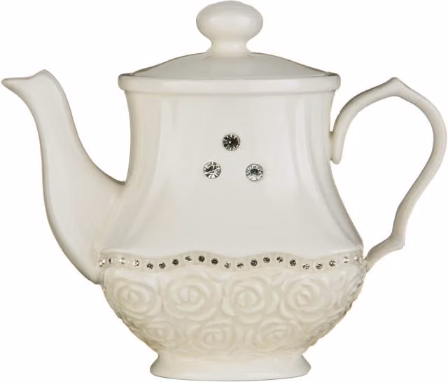 Orsina Georgia Floral Ceramic Teapot in Beige and White