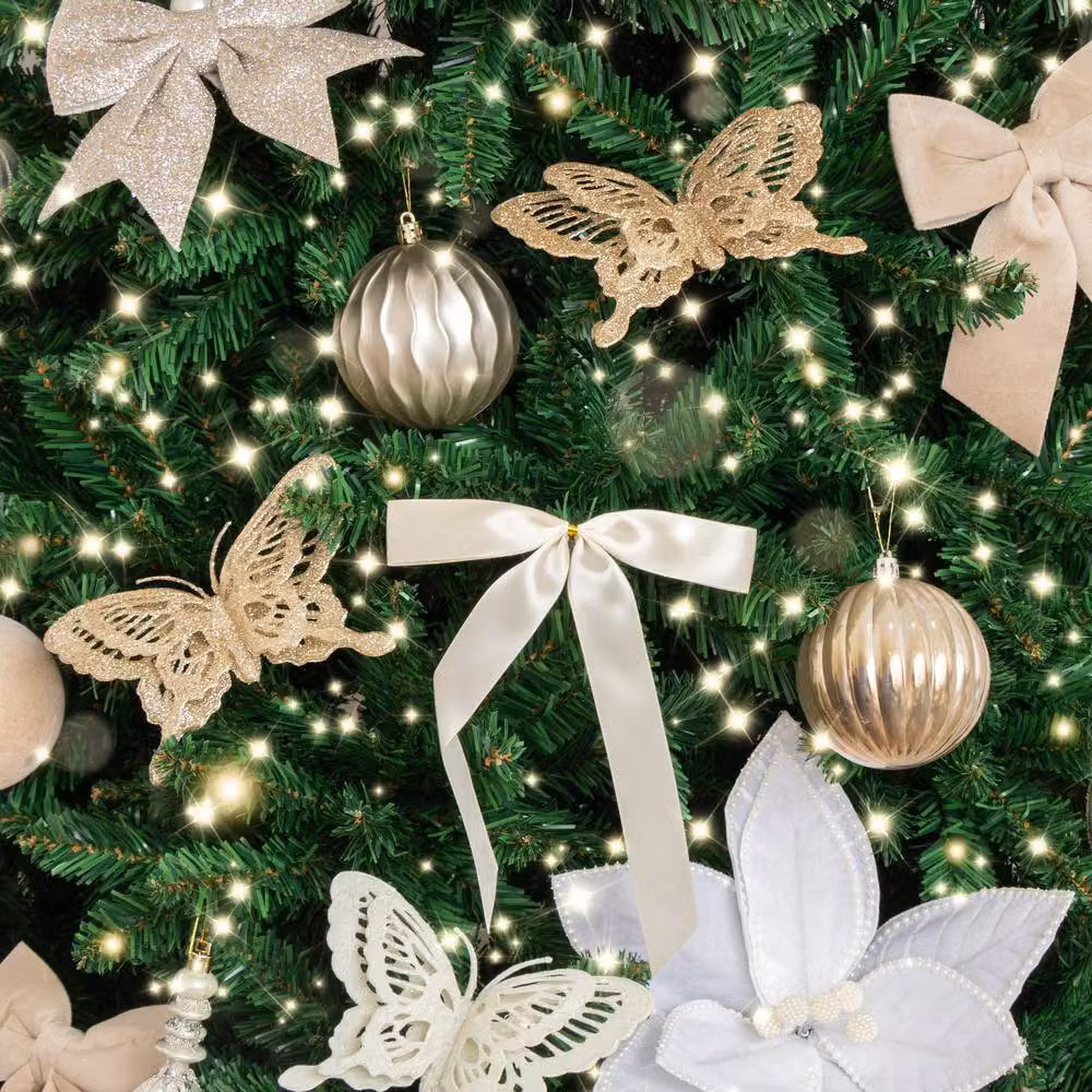 Melody Maison Set of 10 Cream Textile Christmas Hanging Pendant Decorations – 4