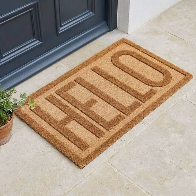 Madison & Mayfair Classic Hello Coir Doormat in Brown, W: 44 cm, D: 75 cm – 1