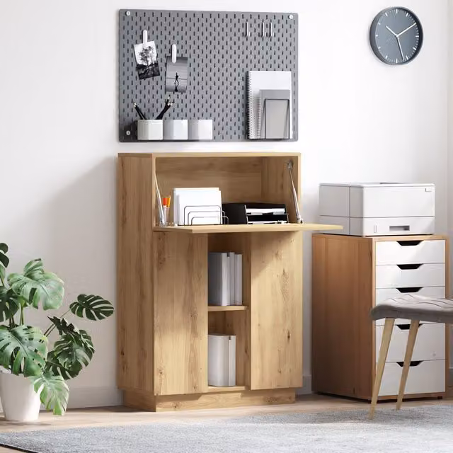Berkfield Home Artisan Oak Writing Desk in Brown