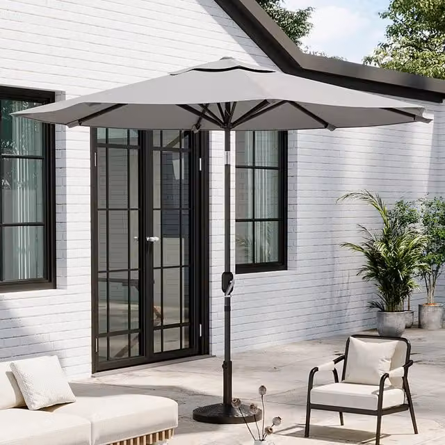 Breeins 3m Freestanding Patio Parasol with Resin Base in Light Grey