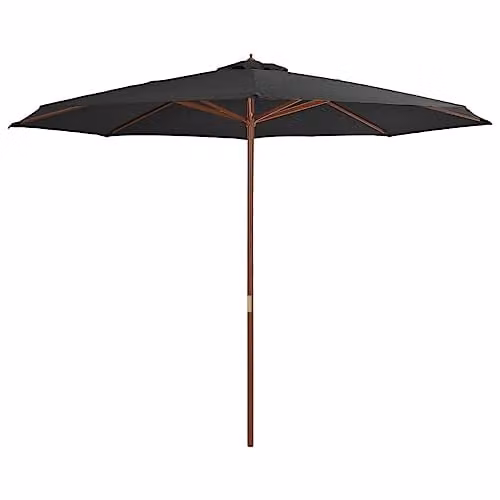 vidaXL Garden Parasol with Wooden Pole, Anthracite, 350 cm – 1