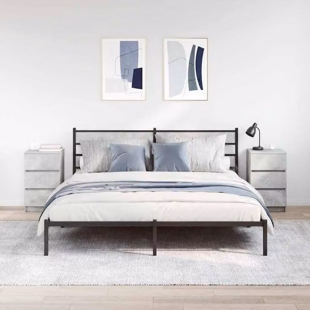 Berkfield Home Durable Bedside Cabinets with 3 Drawers, 2 Pack, Concrete Grey, W: 39 cm, D: 35 cm, H: 65 cm