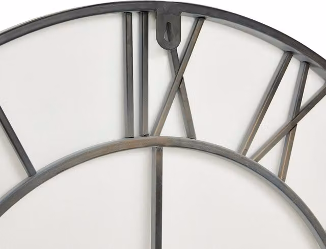 KDMK Oversized Grey Metal Skeleton Wall Clock with Roman Numerals, Diameter: 80 cm