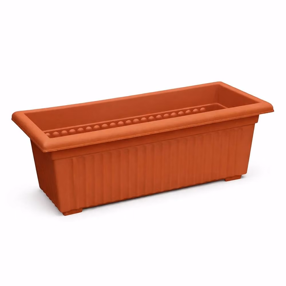 Simpa Grecian Style Pillar Plastic Trough Planters, Set of 2, Terracotta/Brown, W: 70 cm, D: 30 cm, H: 26 cm – 2