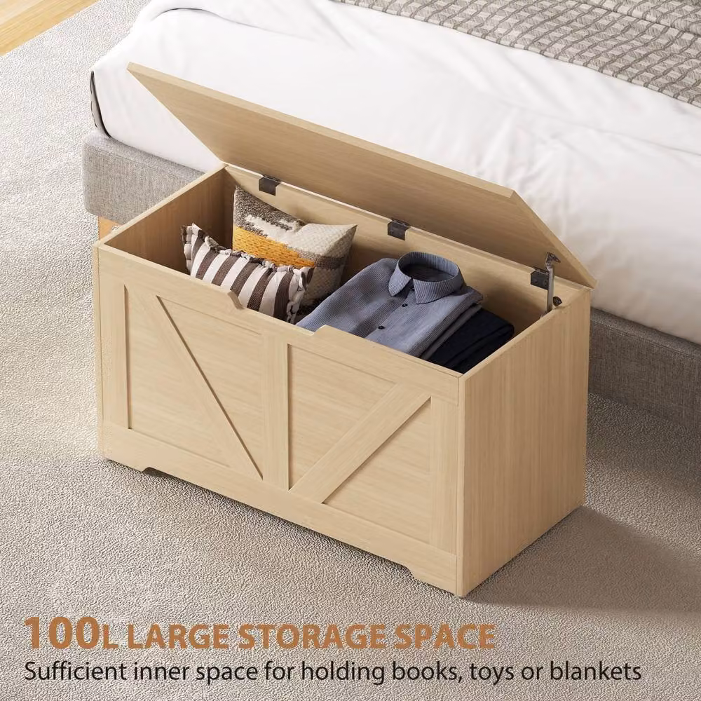 Wyld Haus Yolu Vina 100L Natural Wood Effect Storage Chest with Soft Close Lid in Brown – 3