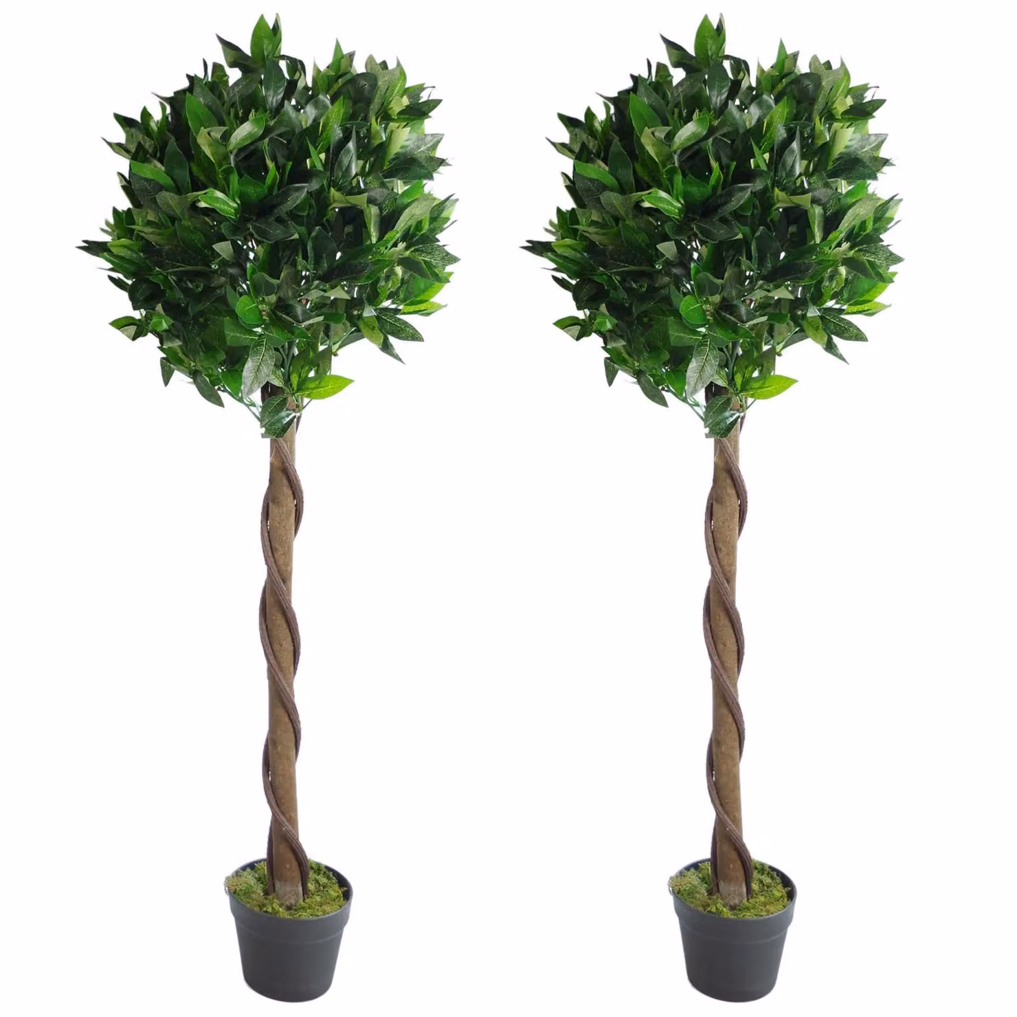 Leaf Pair of 120 cm Green Artificial Topiary Bay Laurel Ball Trees – 2