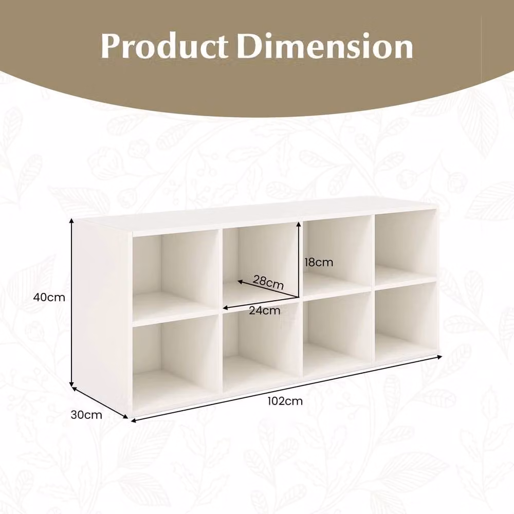 FORGEVIO White Entryway Shoe Storage Cabinet and 8 Grid Shoe Organiser Bench – 2