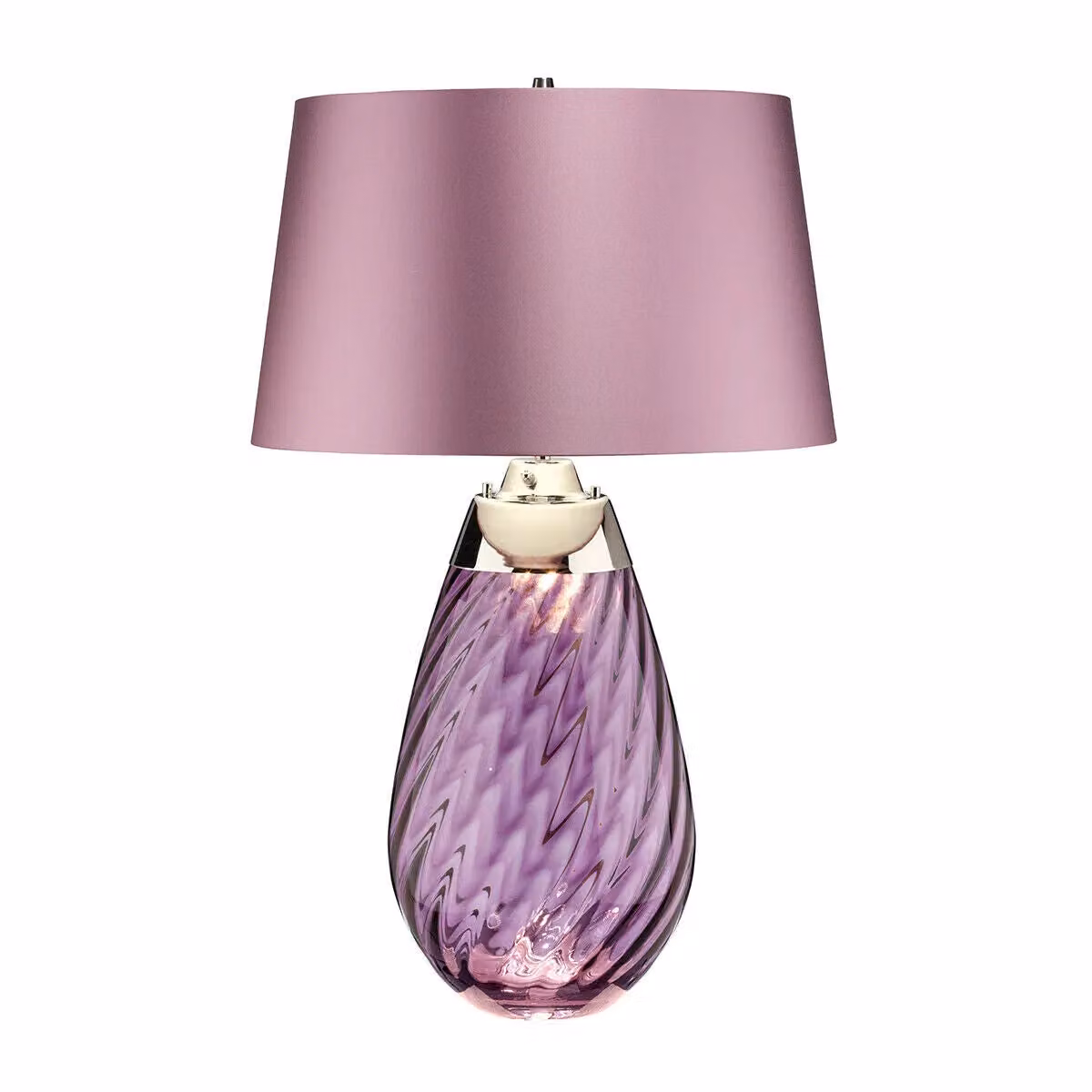Loops Table Lamp with Plum Tinted Glass and Heather Shade including LED E27 60W Bulb – 2