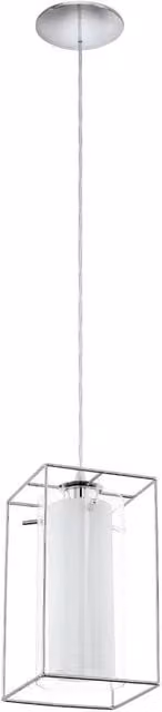Eglo Loncino 3-Light Suspended Ceiling Fitting in Chrome and White with Transparent Glass – 1
