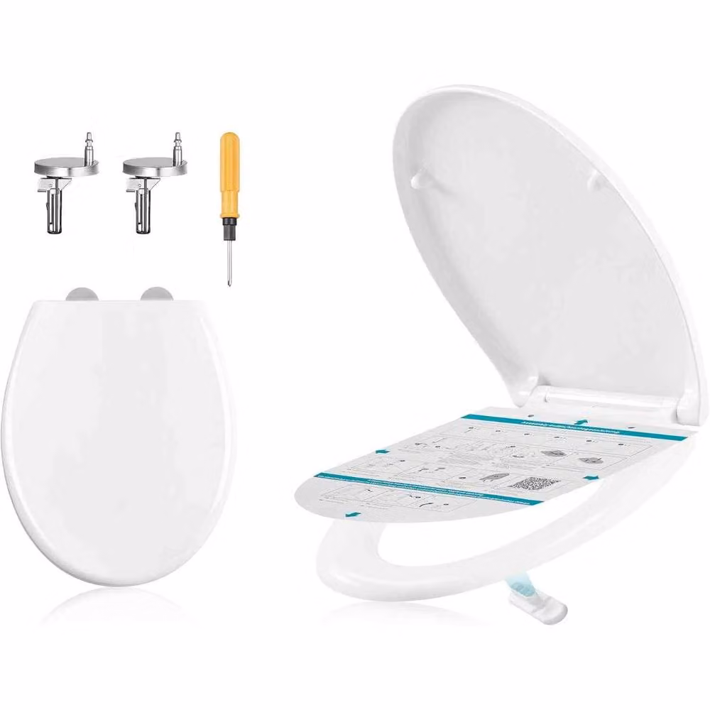 The Bazaarist Oval Soft Close Toilet Seat with Quick Release Handle, White – 2