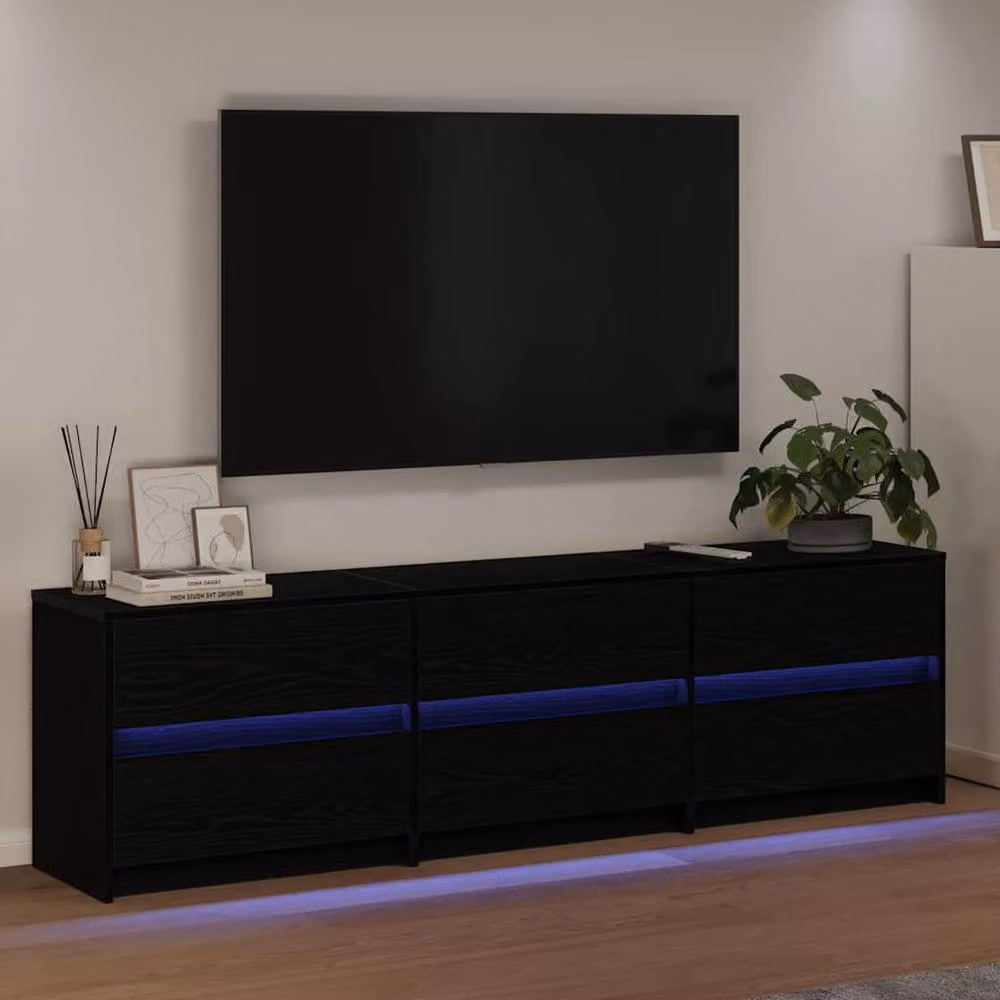 Berkfield Home Black Rustic TV Cabinet in Matt Engineered Wood W/D/H: 182 x 34 x 50 cm – 5