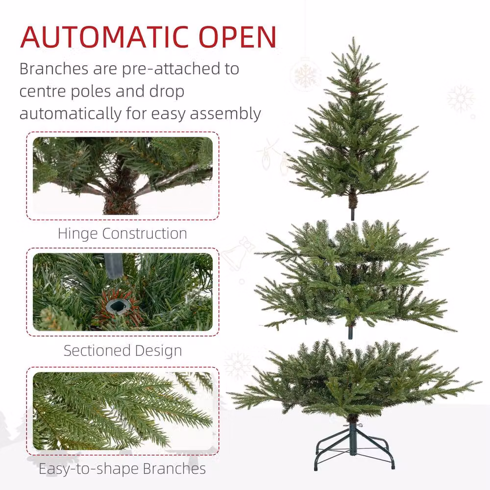 STILVORA 5ft Artificial Green Christmas Tree with Hinged Branches – 6