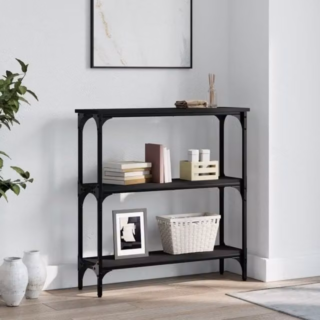 Berkfield Home Black Industrial Console Table, W/D/H: 75 x 22.5 x 75 cm – 1