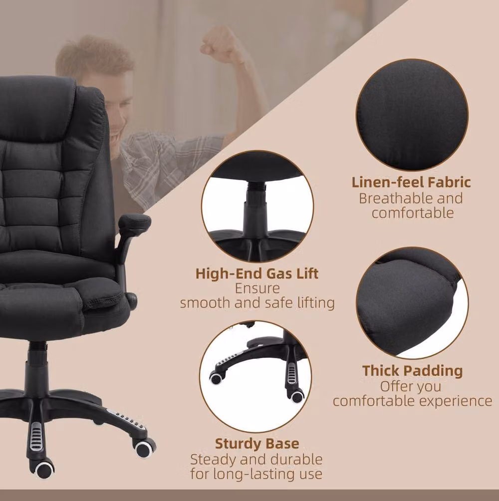 STILVORA Black Fabric Massage Recliner Chair with 360 Degree Swivel and Armrests – 7