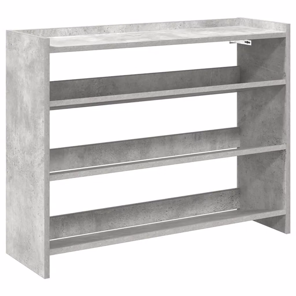 Berkfield Home Concrete Oak Shoe Rack in Grey, W/D/H: 80 x 25 x 62 cm – 2