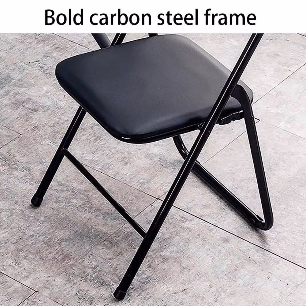 KORVIXA Black Synthetic Leather Folding Office Chair – 3