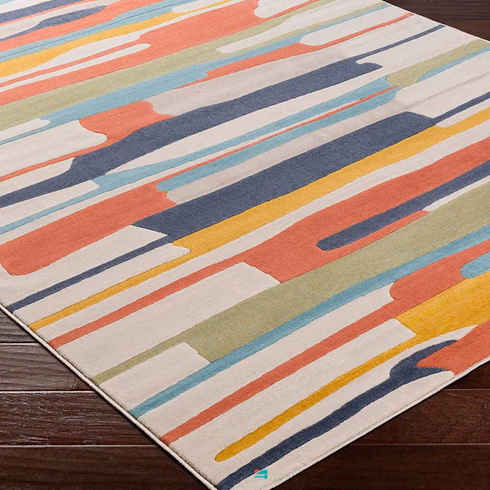 Livabliss Modern Geometric Rectangular Rug in Orange, Grey and Multicolour, W/D/H: 80 x 150 x 0.75 cm – 8