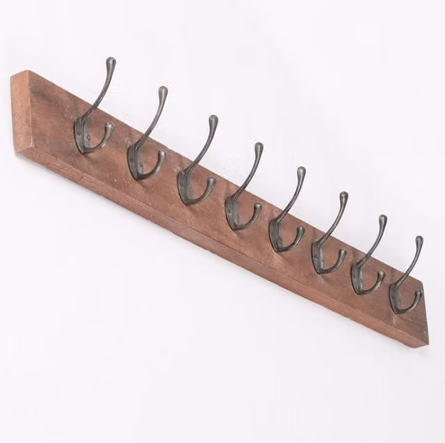 Glasstone 8 Hook Wooden Coat Hanger in Brown, W: 100.5 cm – 1