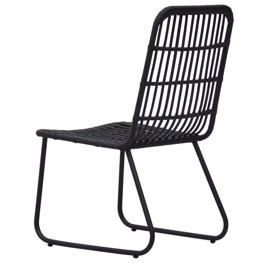 Berkfield Home Set of 2 Modern Black Poly Rattan and Steel Garden Chairs H 90 cm x W 53.5 cm x D 66.5 cm – 4