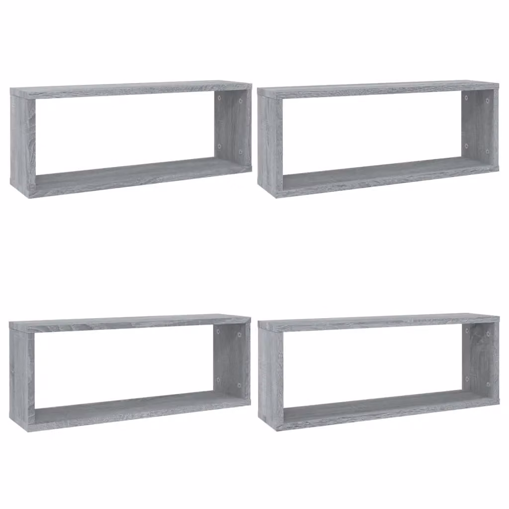 Berkfield Home Wall Mounted Cube Shelves, 4 Piece Set in Grey Sonoma, W: 60 cm, D: 23 cm, H: 15 cm – 2