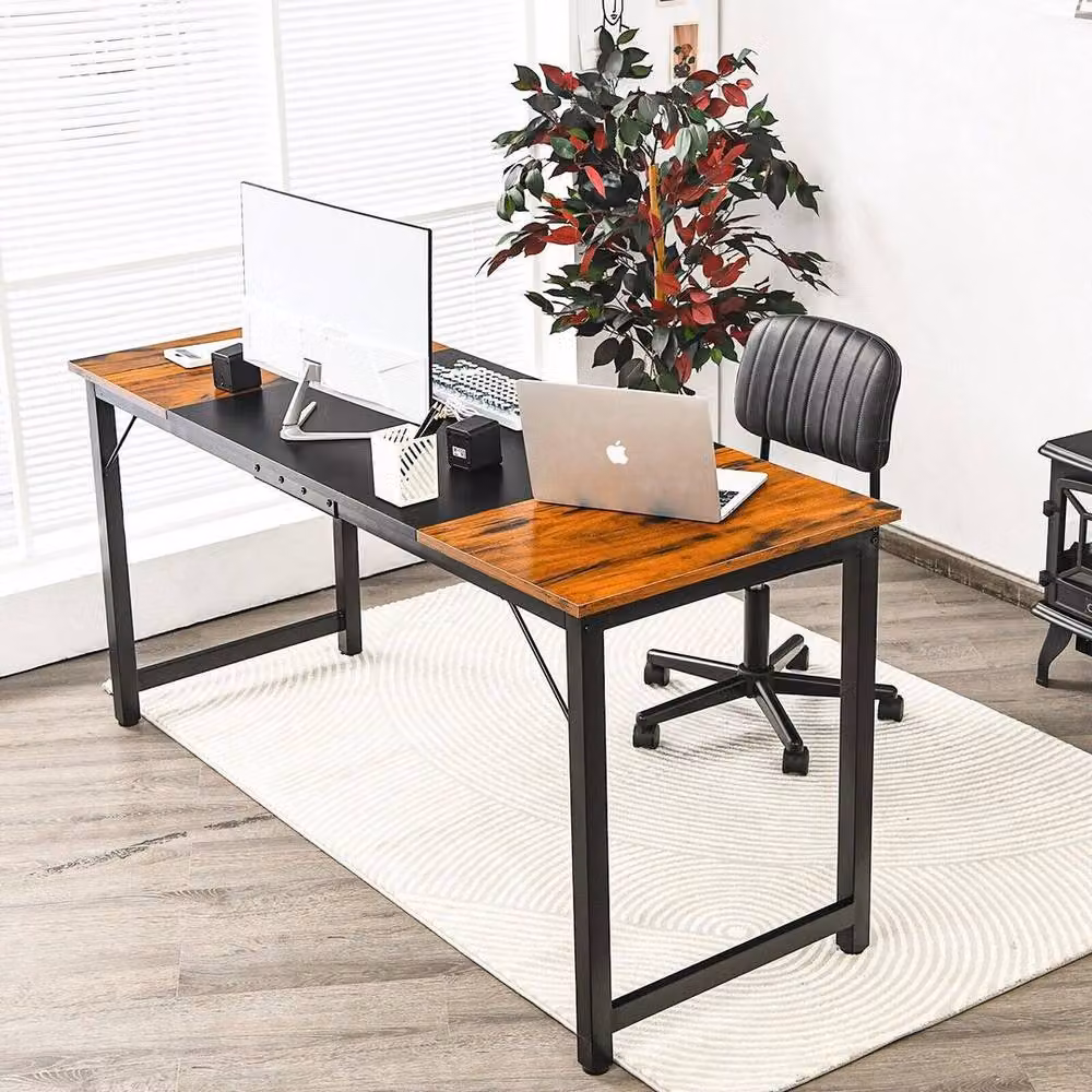 Kelvenix Industrial Wooden Computer Desk in Brown – 3