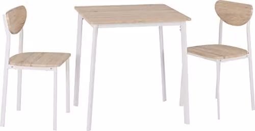 Seconique Riley Small Dining Set with Square Table and 2 Chairs in White and Oak