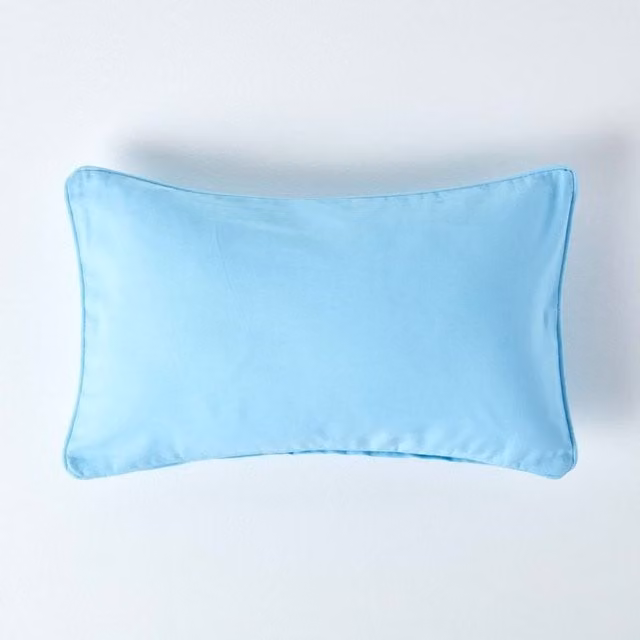 Homescapes Plain Cotton Cushion Cover, Blue, 50 x 50 cm