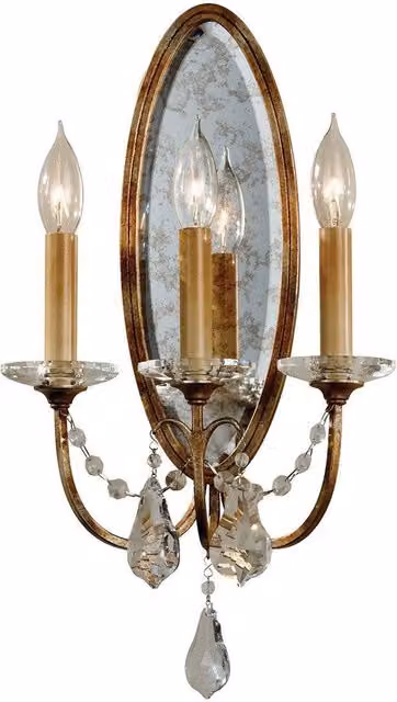Netlighting Valentina 3 Light Indoor Candle Wall Light in Bronze with Crystal Details and E14 Base – 1