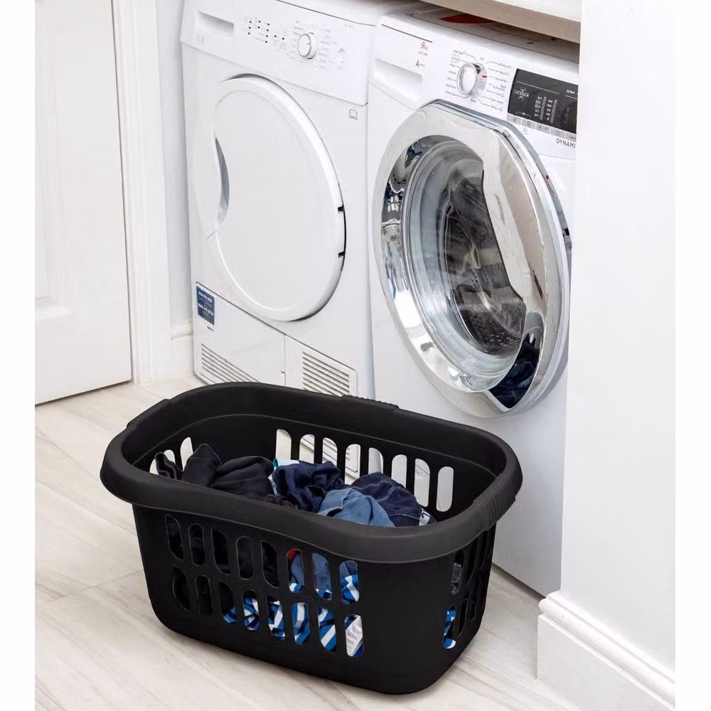 EONLION Set of 2 Black Plastic Laundry Baskets with Handles – 5