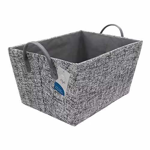 JVL Urban Rectangle Paper Storage Basket in Grey, W/D/H: 38.0 x 28.0 x 20.0 cm