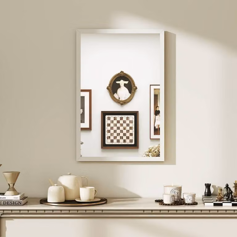 HOMCOM White Rectangular Wall Bathroom Vanity Mirror, W: 40 cm, H: 60 cm