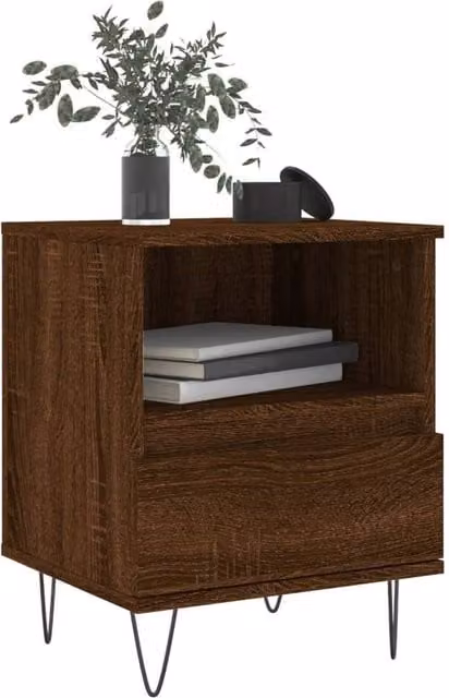 Berkfield Home Modern Bedside Cabinets, 2 Piece Set in Brown Oak, W/D/H: 40 x 35 x 50 cm