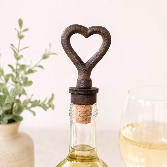 Marco Paul Cast Iron Heart Shaped Wine Bottle Stopper in Black – 1