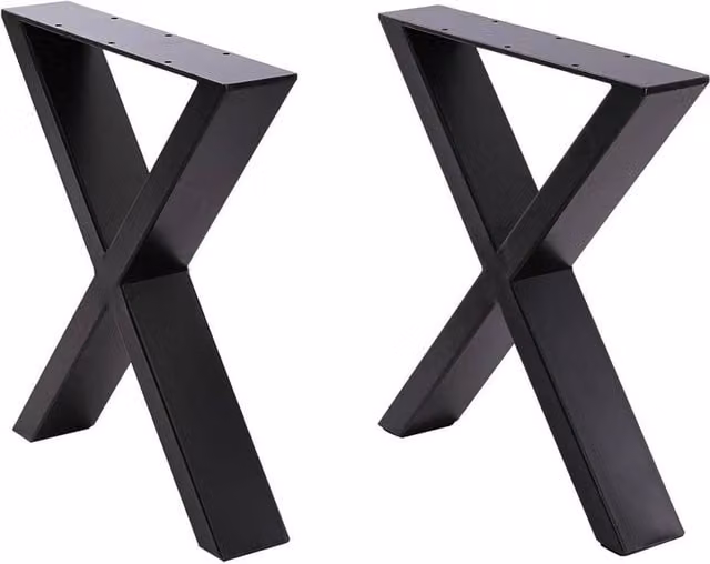 KORVIXA Heavy Duty Industrial X-Frame Metal Table Legs, 2 Pack, Black, W/D/H: 50 x 7 x 71 cm – 1