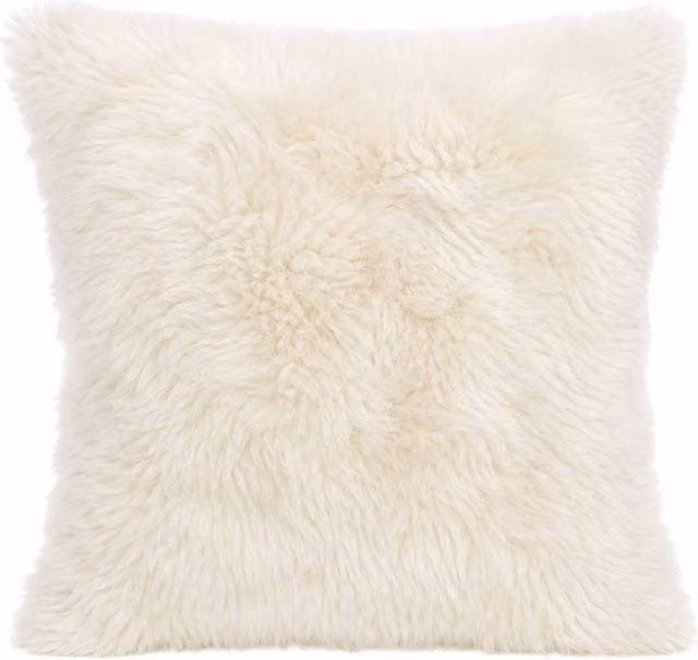 SNUGRUGS Natural Wool Sheepskin Cushion with Cotton Backing and Inner, Ivory, W: 50 cm, D: 30 cm, H: 30 cm