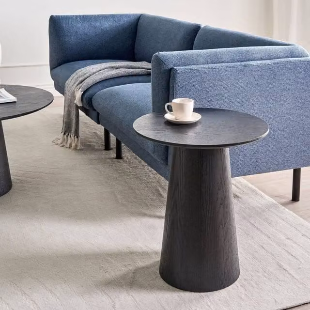 Wyld Haus Black Ash Veneer Round Side Table with MDF Base, W/D/H: 50 x 50 x 55 cm – 1